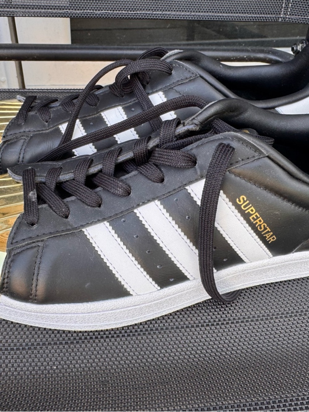 Adidas Superstar Gold Toe Black White Sneakers Men’s 9.5